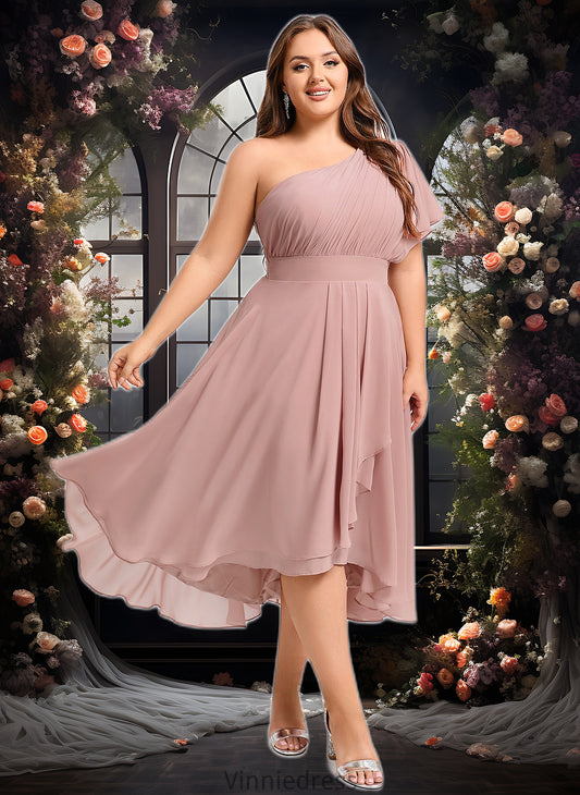 Jordan A-line One Shoulder Asymmetrical Chiffon Bridesmaid Dress With Ruffle PP6P0025819