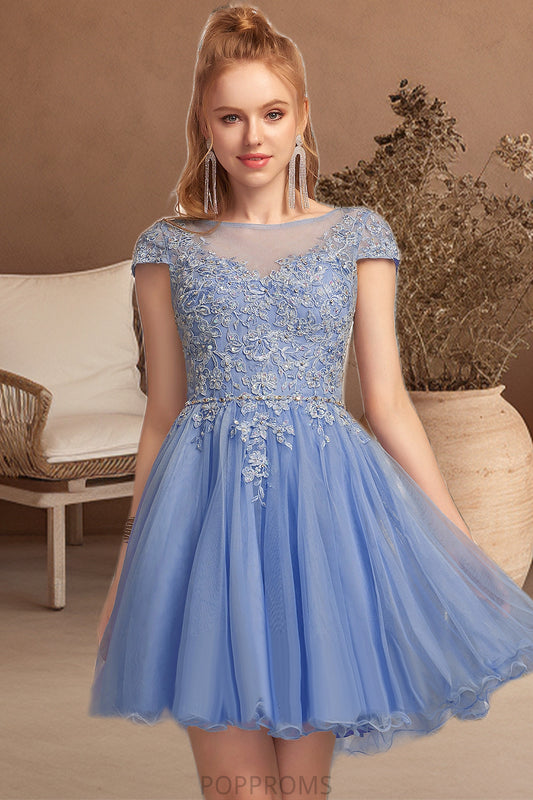 Shyanne A-line Scoop Short/Mini Tulle Homecoming Dress With Beading Appliques Lace PP6P0020547