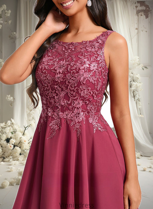 Nola A-line Scoop Short Chiffon Homecoming Dress With Sequins Appliques Lace PP6P0025681