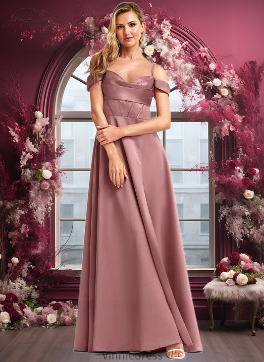 Morgan A-line Cold Shoulder Floor-Length Satin Bridesmaid Dress PP6P0025750