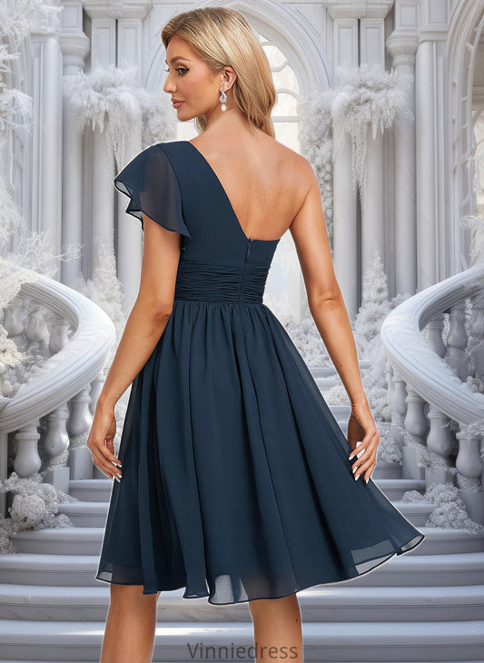 Cora A-line One Shoulder Knee-Length Chiffon Homecoming Dress With Ruffle PP6P0025722