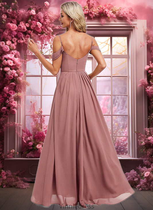 Julie A-line Cold Shoulder Asymmetrical Chiffon Bridesmaid Dress PP6P0025823