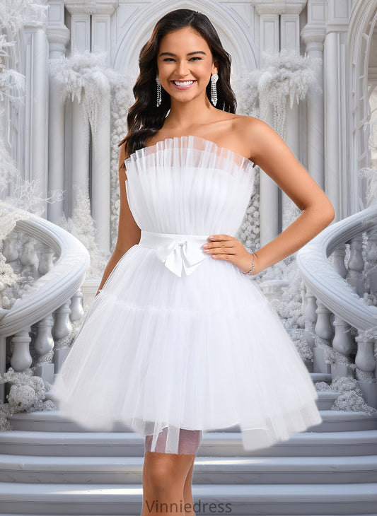 Catherine Ball-Gown/Princess Asymmetrical Short Tulle Homecoming Dress With Bow PP6P0025709