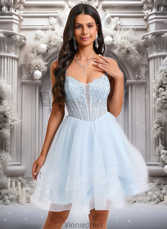 Precious Ball-Gown/Princess Scoop Short Tulle Homecoming Dress With Appliques Lace PP6P0025659