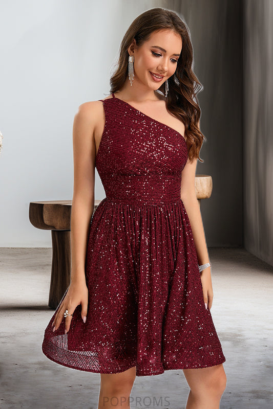 Mackenzie A-line One Shoulder Short/Mini Sequin Homecoming Dress With Sequins PP6P0020485