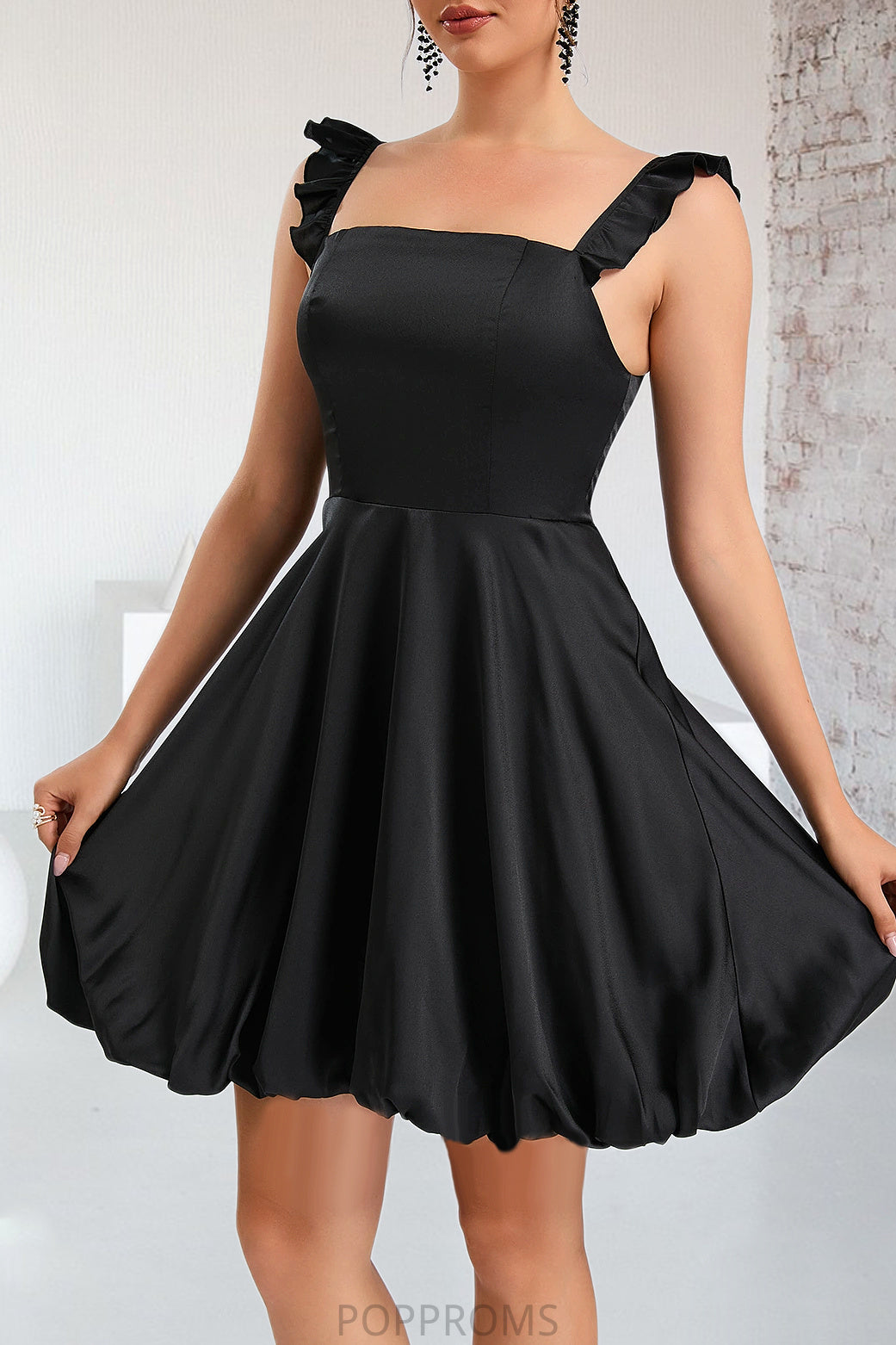 Mayra A-line Square Short/Mini Satin Homecoming Dress PP6P0020484