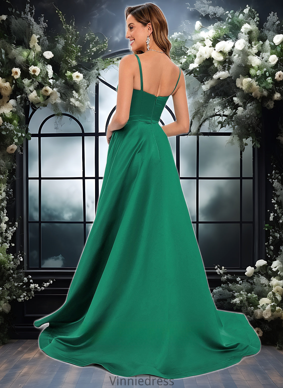 LuLu A-line Sweetheart Sweep Train Satin Prom Dresses PP6P0025846