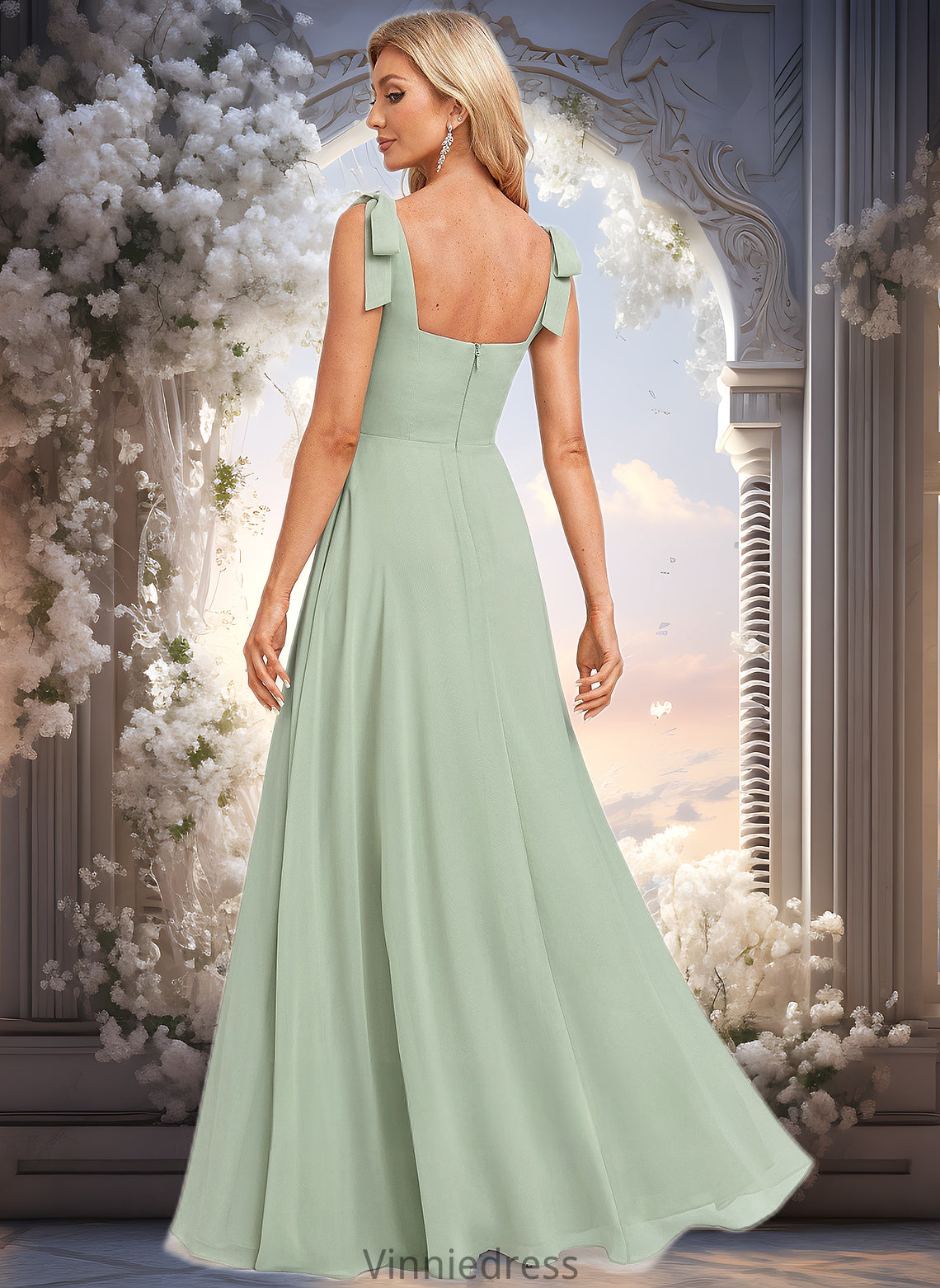 Kirsten A-line Square Floor-Length Chiffon Prom Dresses With Bow PP6P0025876