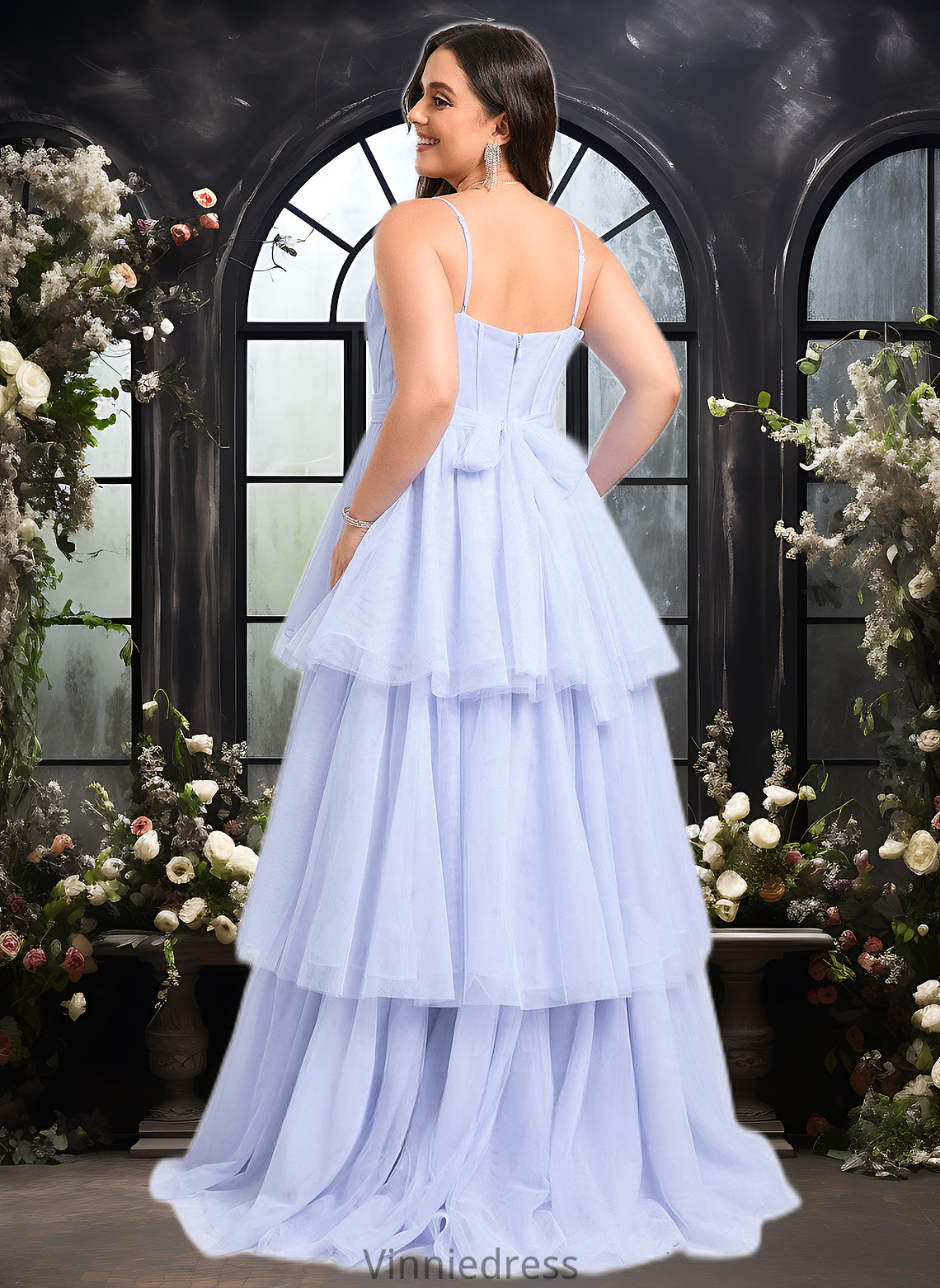 Paula Ball-Gown/Princess Sweetheart Sweep Train Tulle Prom Dresses With Bow PP6P0025843