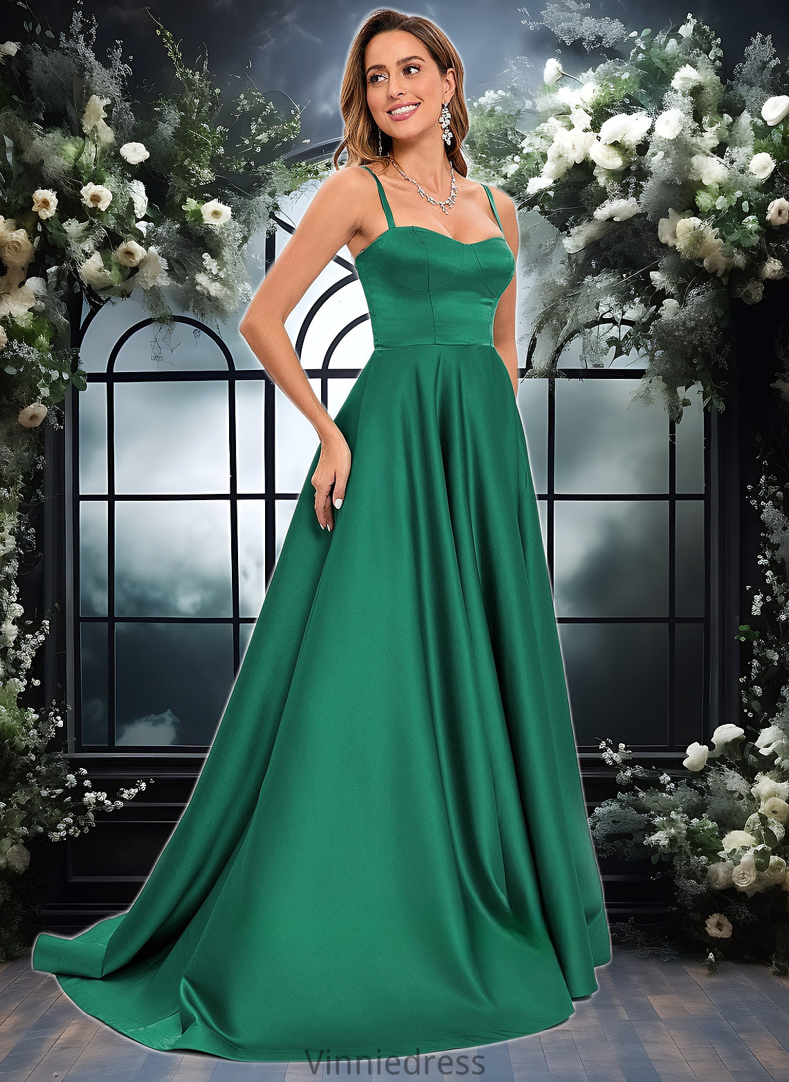 LuLu A-line Sweetheart Sweep Train Satin Prom Dresses PP6P0025846