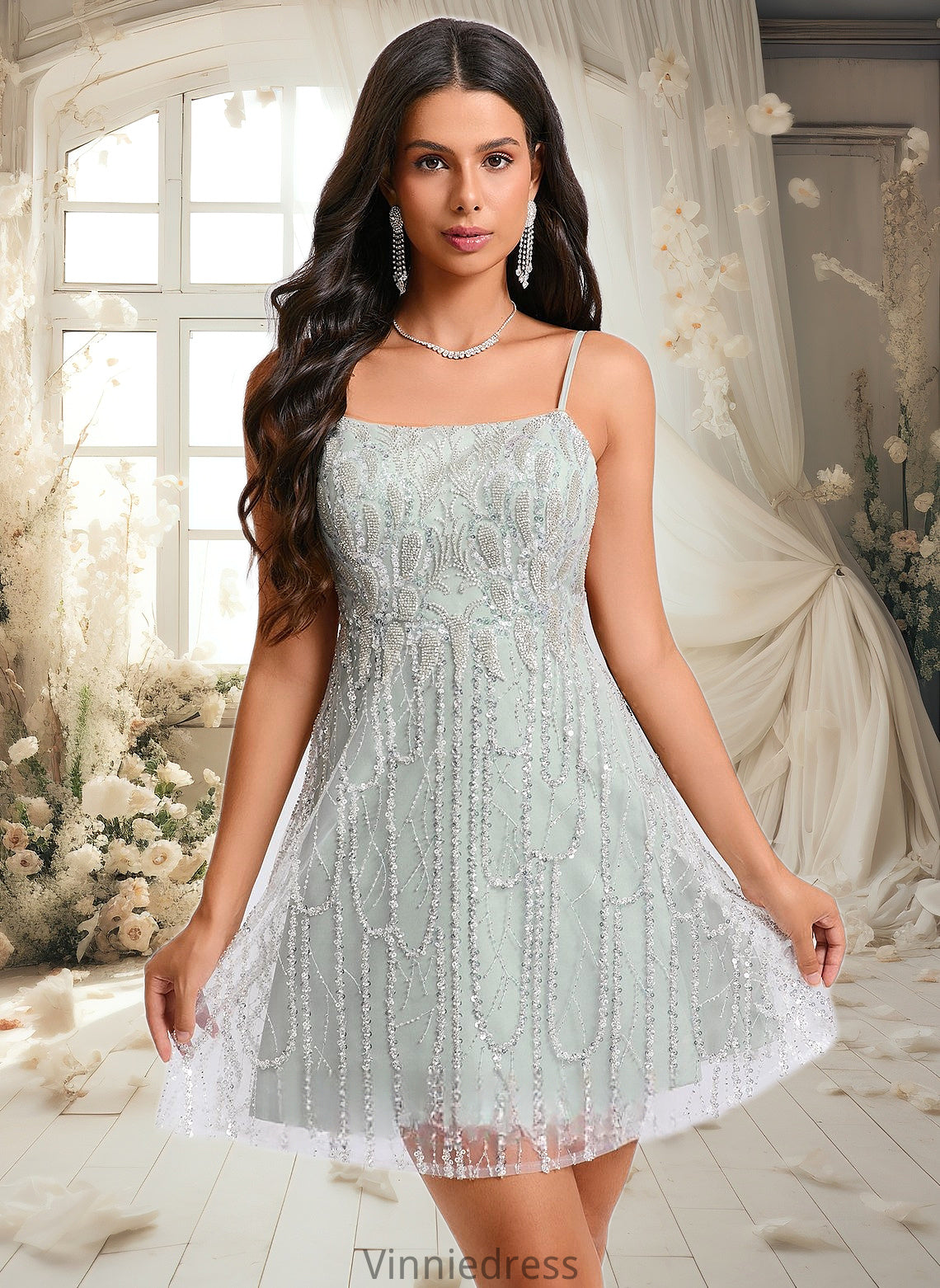 Averie A-line Scoop Mini Sequin Homecoming Dress With Sequins Beading PP6P0025689