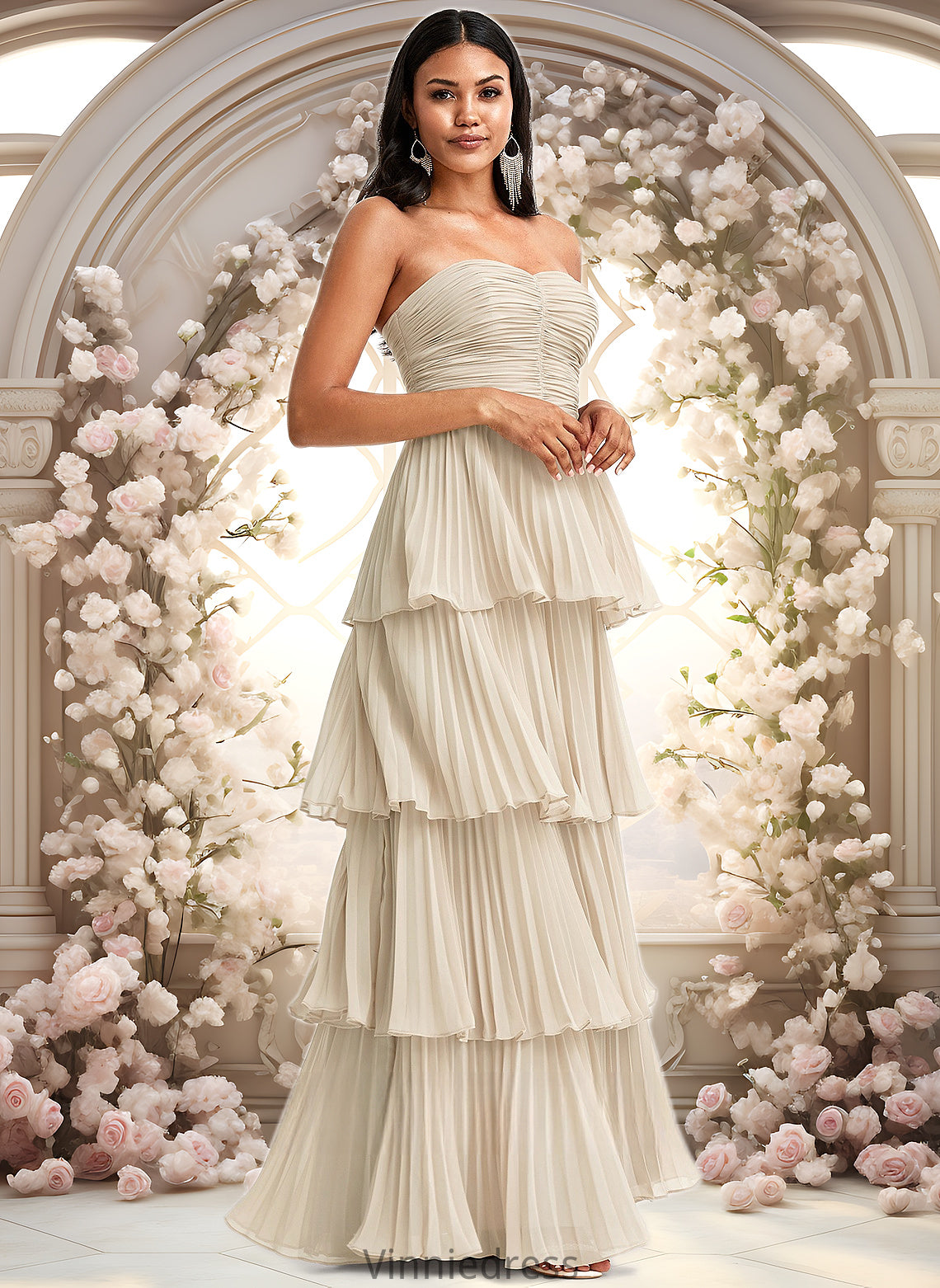 Hortensia A-line Sweetheart Floor-Length Chiffon Bridesmaid Dress PP6P0025762