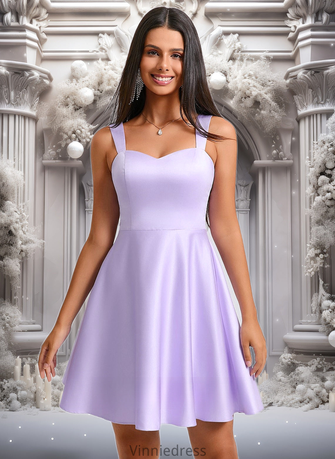 Zoie A-line Sweetheart Short Satin Homecoming Dress With Bow PP6P0025682