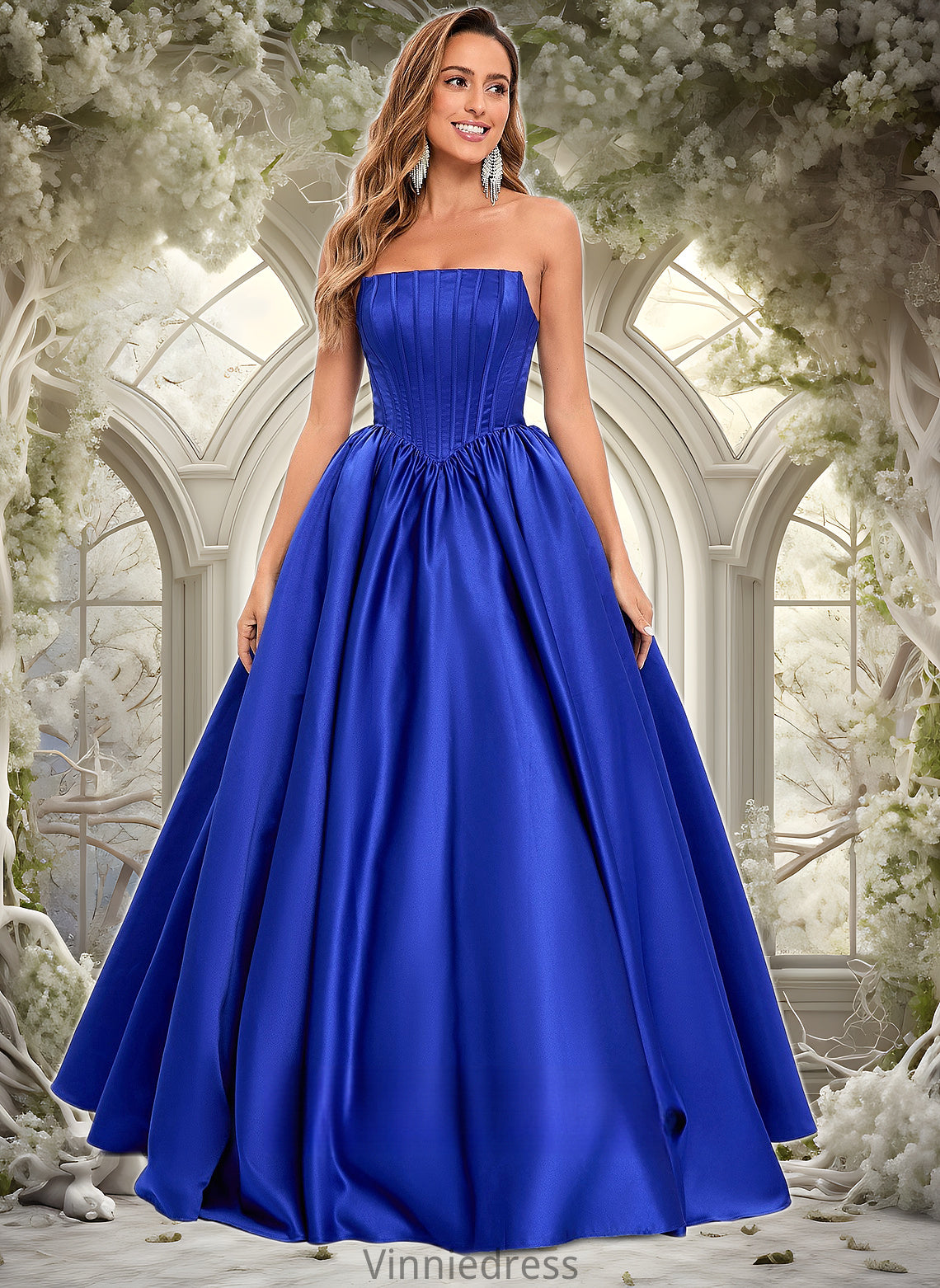 Audrina Ball-Gown/Princess Straight Floor-Length Satin Prom Dresses PP6P0025831