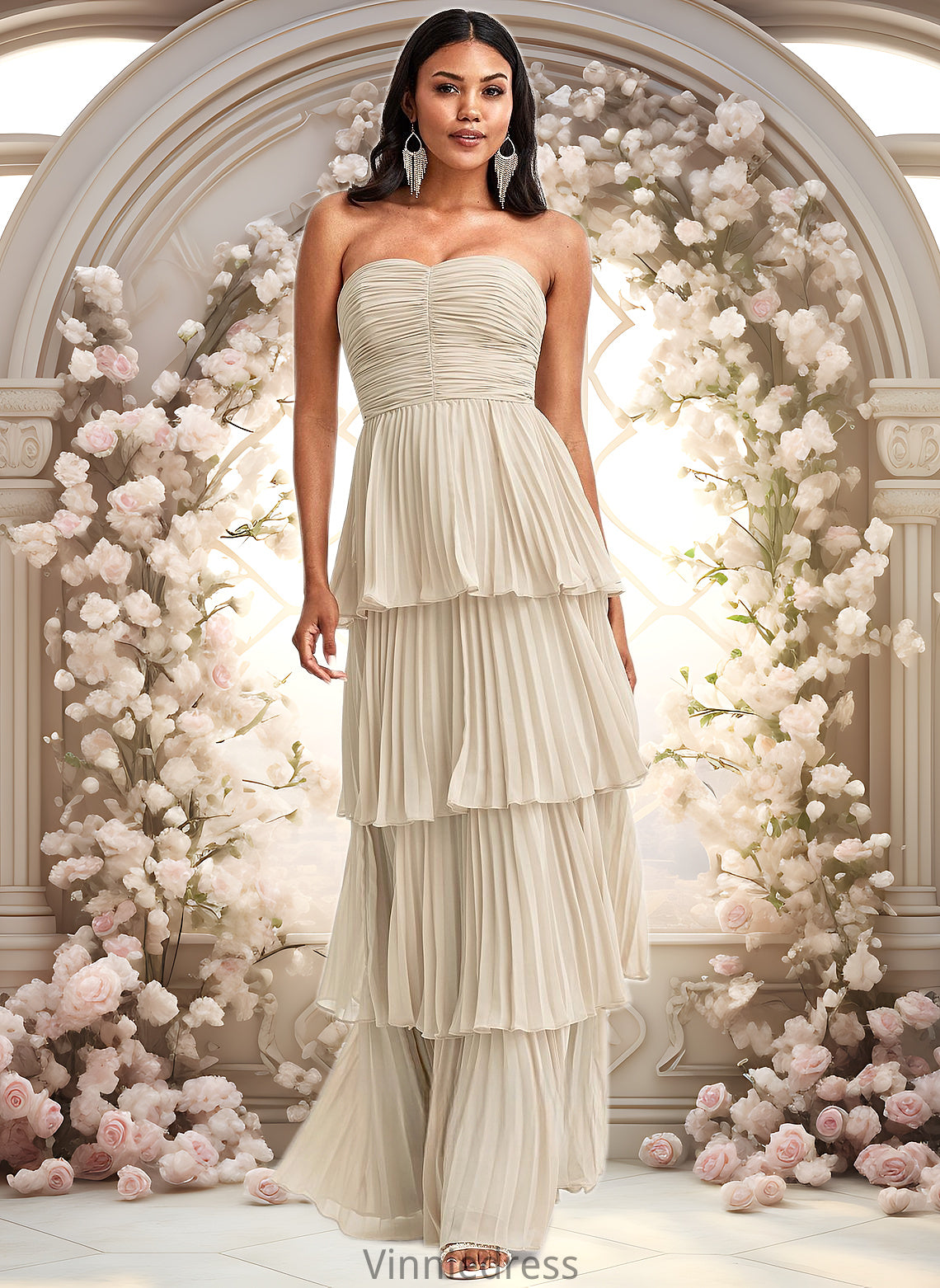 Hortensia A-line Sweetheart Floor-Length Chiffon Bridesmaid Dress PP6P0025762