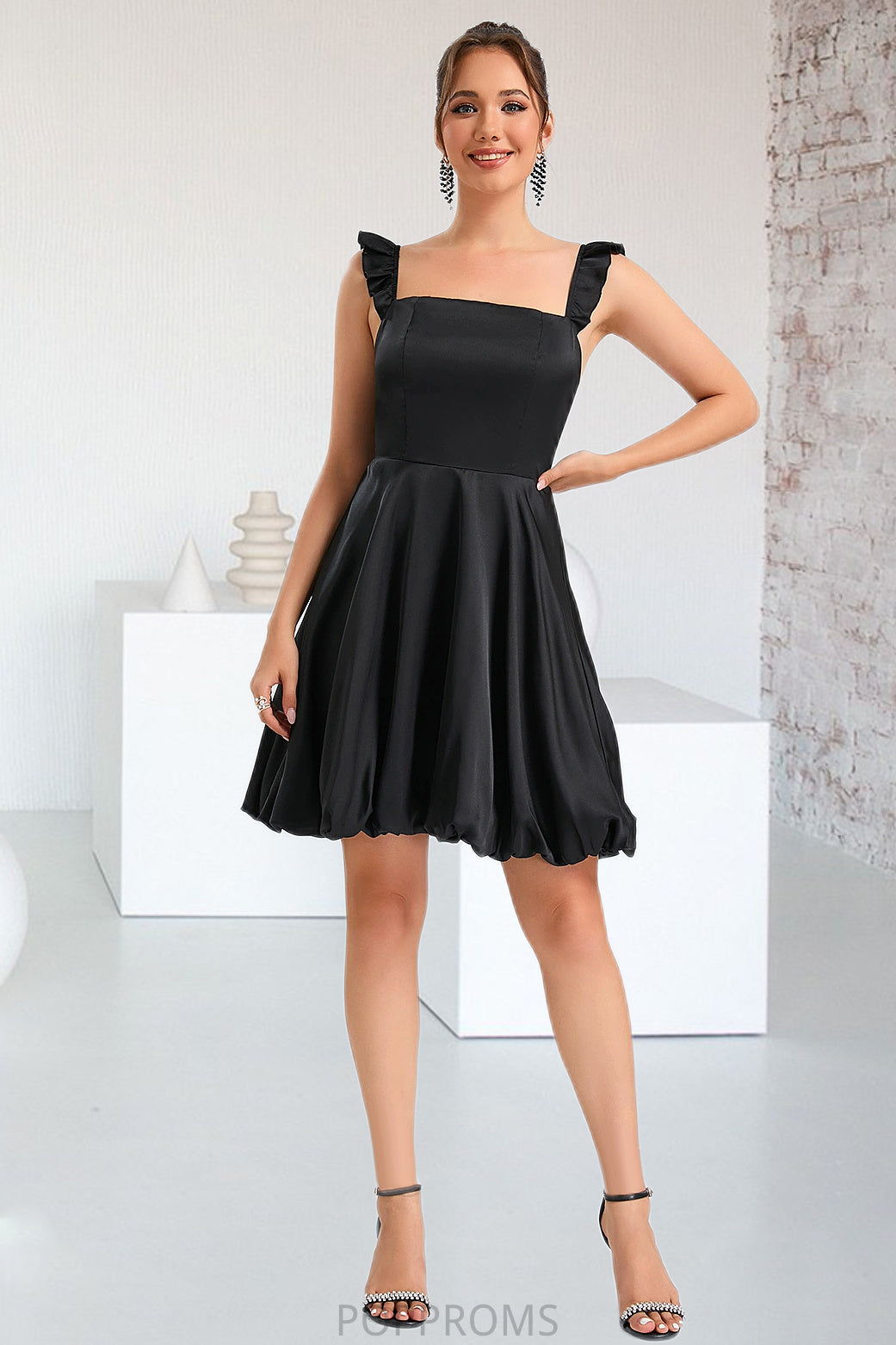 Mayra A-line Square Short/Mini Satin Homecoming Dress PP6P0020484