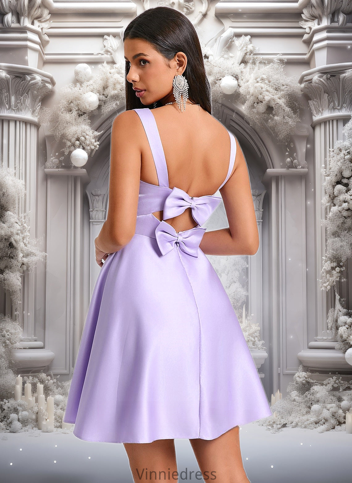 Zoie A-line Sweetheart Short Satin Homecoming Dress With Bow PP6P0025682