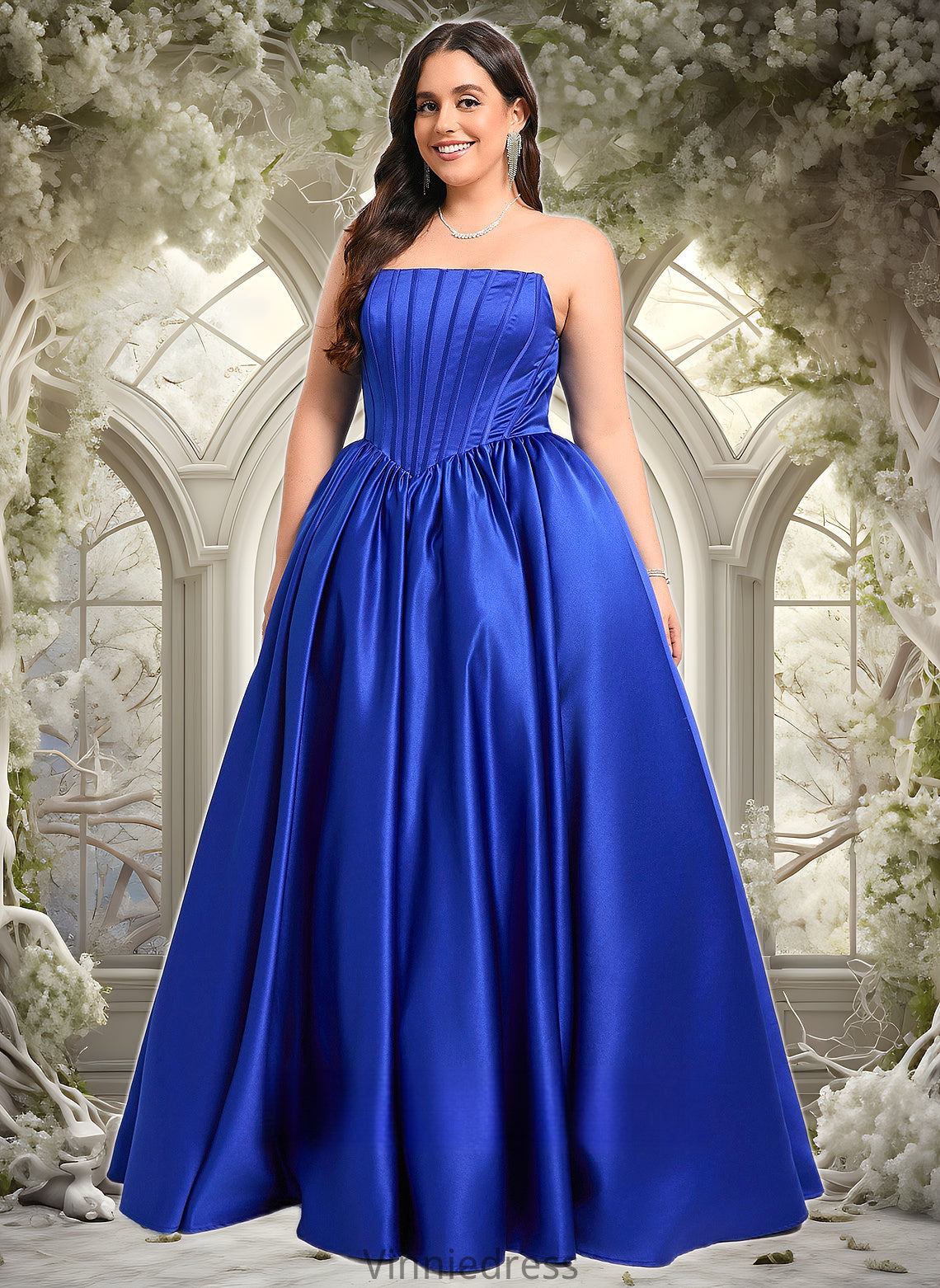 Audrina Ball-Gown/Princess Straight Floor-Length Satin Prom Dresses PP6P0025831