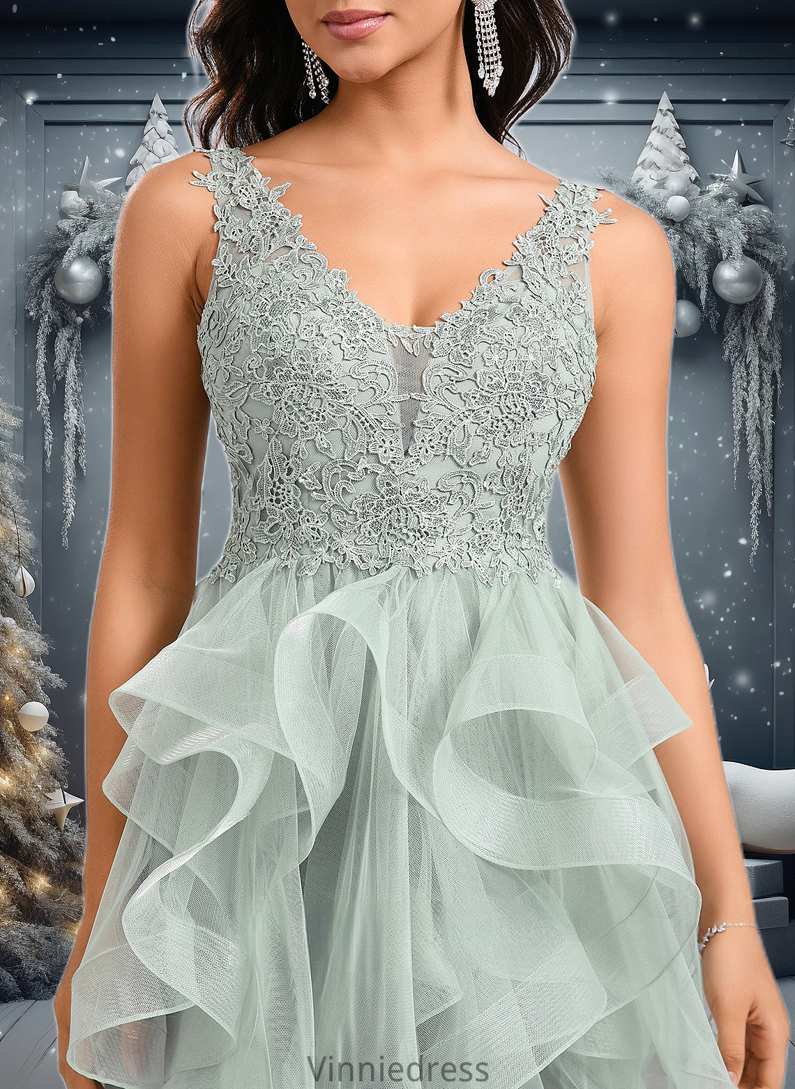 Mariana Ball-Gown/Princess V-Neck Short Tulle Lace Homecoming Dress PP6P0025671