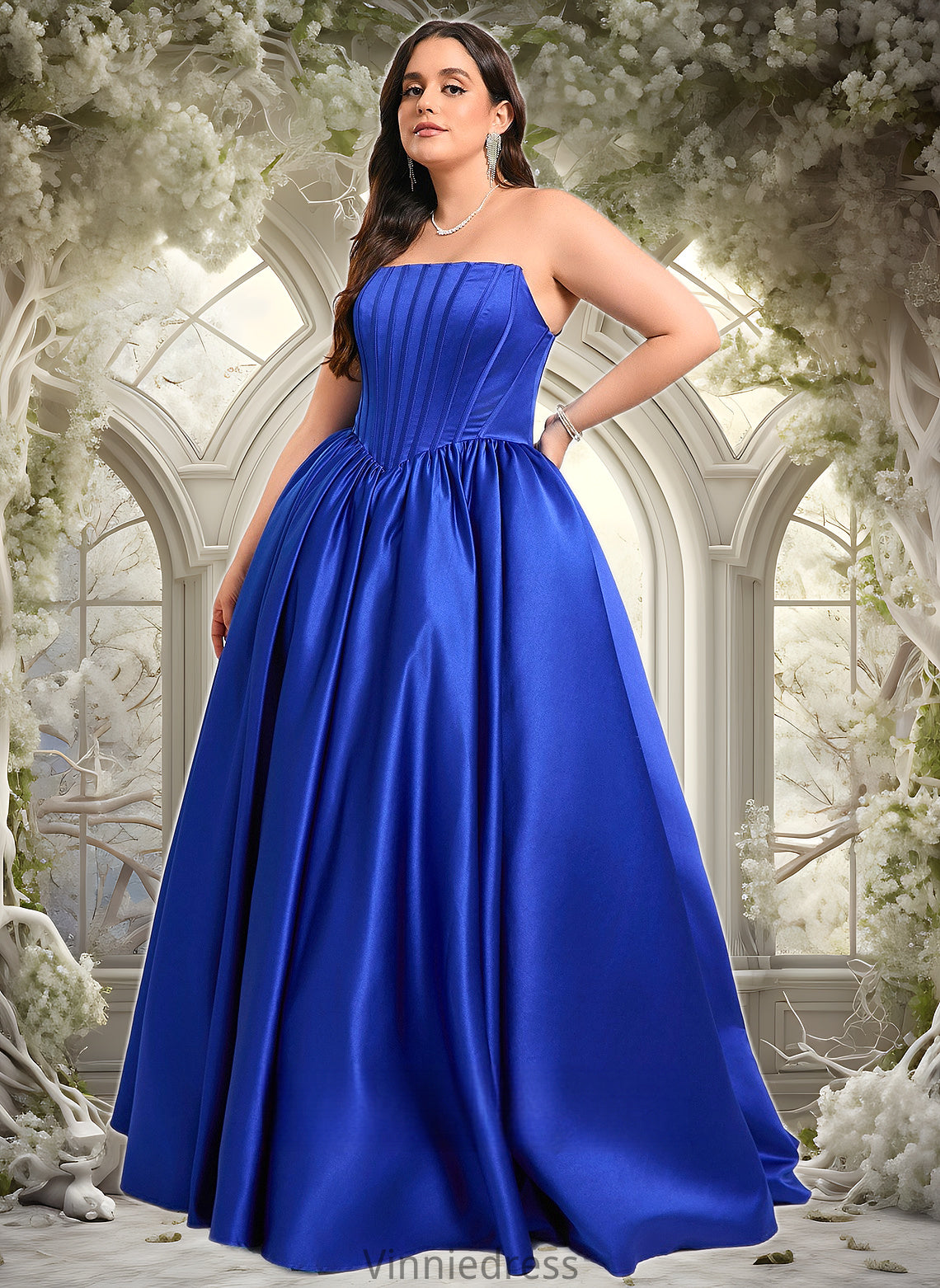 Audrina Ball-Gown/Princess Straight Floor-Length Satin Prom Dresses PP6P0025831