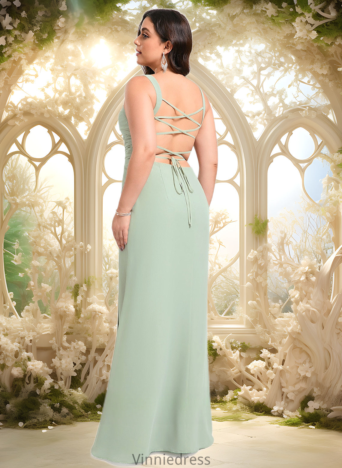 Jacquelyn Trumpet/Mermaid Square Floor-Length Chiffon Bridesmaid Dress PP6P0025808