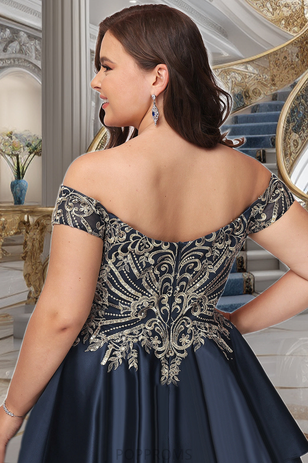 Leslie A-line Off the Shoulder Short/Mini Satin Homecoming Dress PP6P0020562