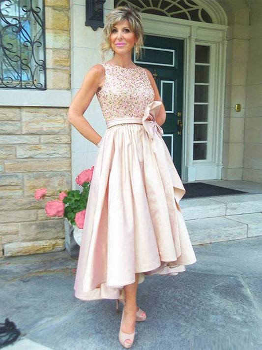 Bailey A-Line/Princess Satin Bowknot Scoop Sleeveless Asymmetrical Mother of the Bride Dresses PP6P0020403