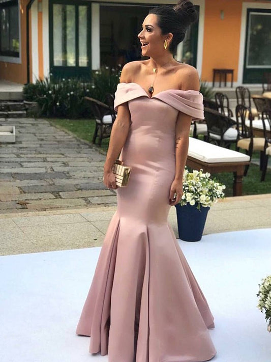 Harley Trumpet/Mermaid Satin Ruffles Off-the-Shoulder Sleeveless Floor-Length Mother of the Bride Dresses PP6P0020423