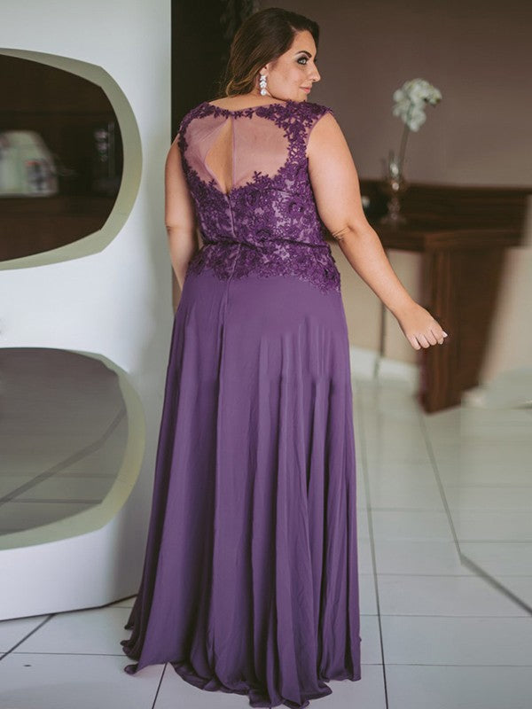 Margaret A-Line/Princess Chiffon Applique Scoop Sleeveless Floor-Length Mother of the Bride Dresses PP6P0020444