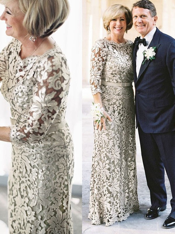 Aria Sheath/Column Lace Sash/Ribbon/Belt Scoop 3/4 Sleeves Floor-Length Mother of the Bride Dresses PP6P0020285