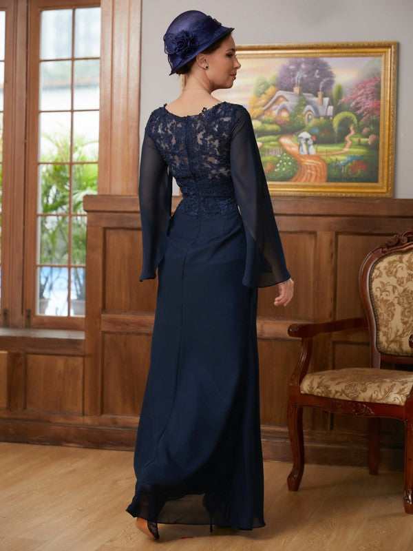 Victoria A-Line/Princess Chiffon Applique V-neck Long Sleeves Floor-Length Mother of the Bride Dresses PP6P0020335