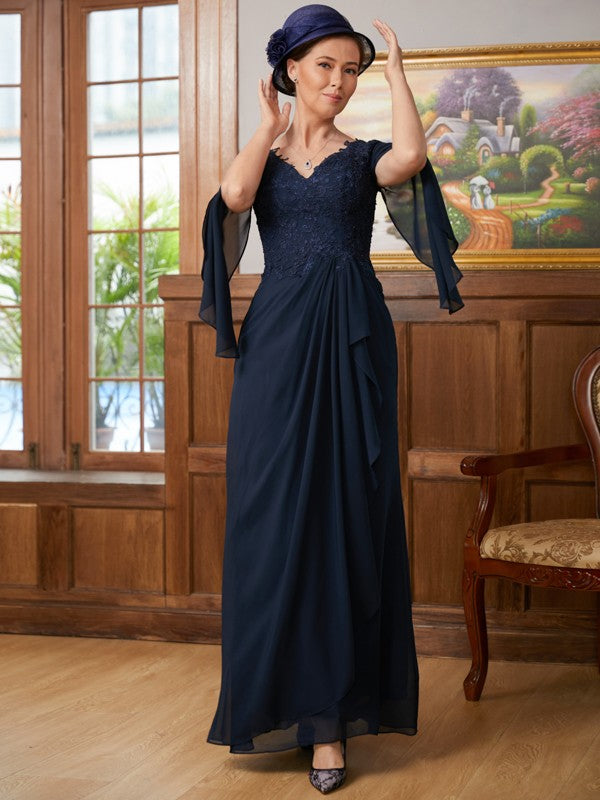 Victoria A-Line/Princess Chiffon Applique V-neck Long Sleeves Floor-Length Mother of the Bride Dresses PP6P0020335