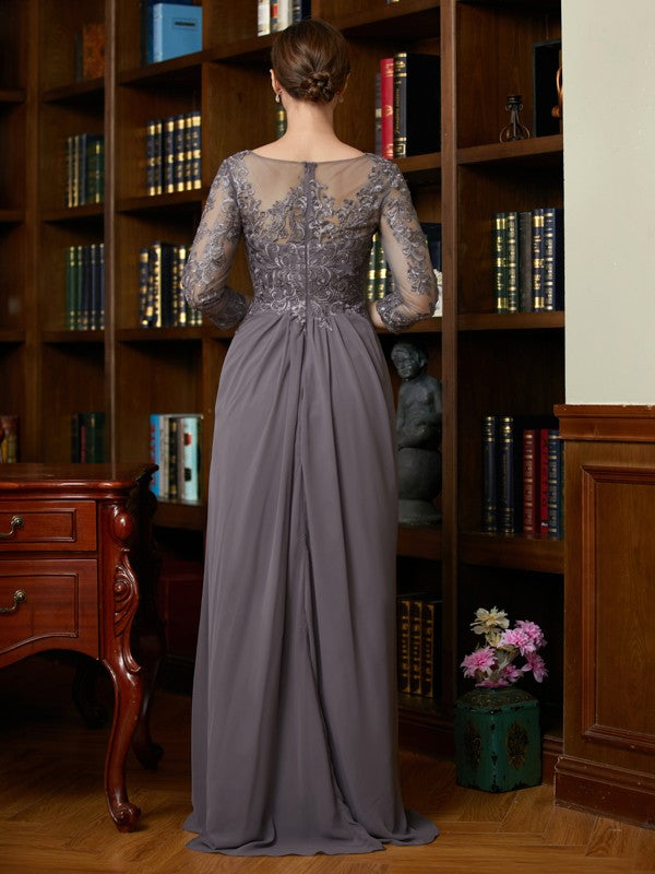 Lucia A-Line/Princess Chiffon Lace Scoop 3/4 Sleeves Floor-Length Mother of the Bride Dresses PP6P0020341