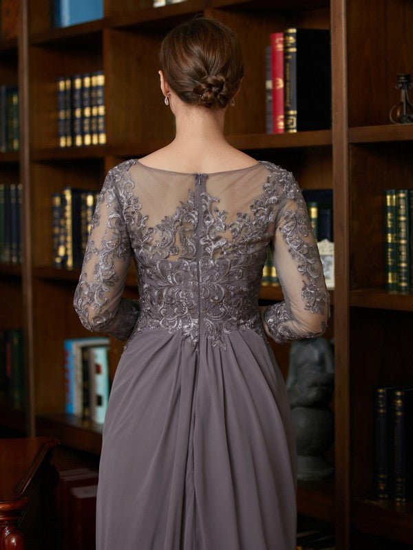 Lucia A-Line/Princess Chiffon Lace Scoop 3/4 Sleeves Floor-Length Mother of the Bride Dresses PP6P0020341