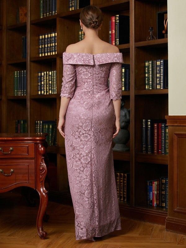 Stephanie Sheath/Column Satin Lace Off-the-Shoulder 3/4 Sleeves Floor-Length Mother of the Bride Dresses PP6P0020343