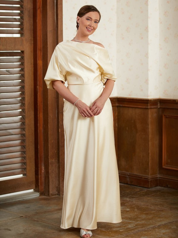 Emmy Sheath/Column Charmeuse Ruched Off-the-Shoulder Short Sleeves Floor-Length Mother of the Bride Dresses PP6P0020309