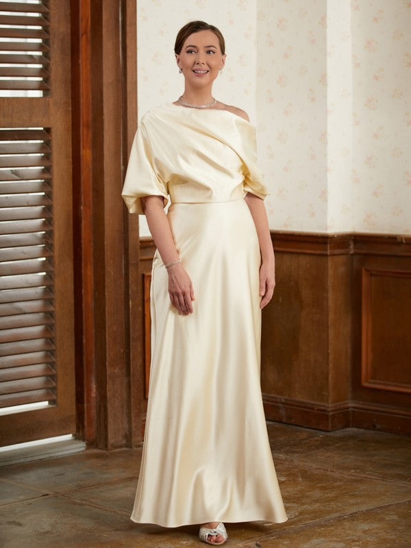 Emmy Sheath/Column Charmeuse Ruched Off-the-Shoulder Short Sleeves Floor-Length Mother of the Bride Dresses PP6P0020309