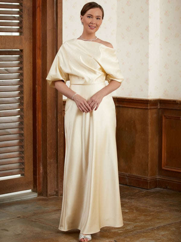 Emmy Sheath/Column Charmeuse Ruched Off-the-Shoulder Short Sleeves Floor-Length Mother of the Bride Dresses PP6P0020309