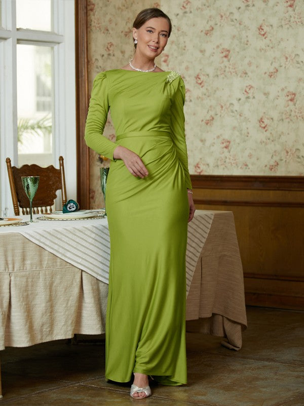 Zara Sheath/Column Jersey Ruched Scoop Long Sleeves Floor-Length Mother of the Bride Dresses PP6P0020352