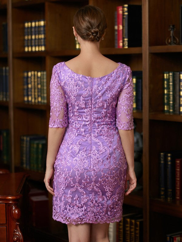 Karissa Sheath/Column Lace V-neck 1/2 Sleeves Short/Mini Mother of the Bride Dresses PP6P0020367