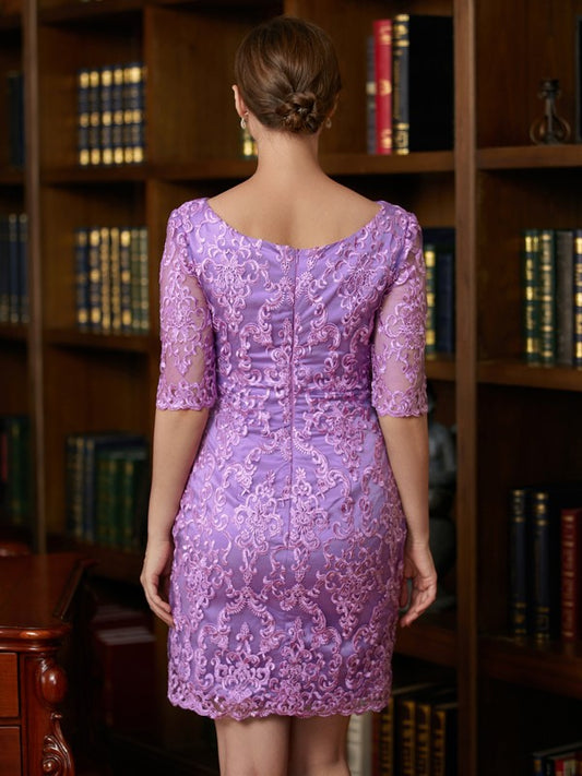 Karissa Sheath/Column Lace V-neck 1/2 Sleeves Short/Mini Mother of the Bride Dresses PP6P0020367