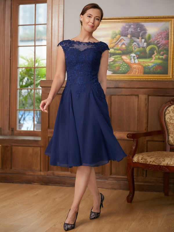 Kenley A-Line/Princess Chiffon Lace Scoop Sleeveless Knee-Length Mother of the Bride Dresses PP6P0020368