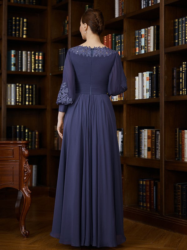 Piper A-Line/Princess Chiffon Ruched Bateau 3/4 Sleeves Asymmetrical Mother of the Bride Dresses PP6P0020265