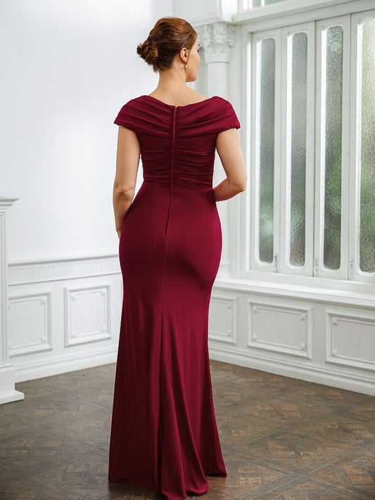 Shyanne Sheath/Column Jersey Ruched V-neck Short Sleeves Floor-Length Mother of the Bride Dresses PP6P0020252