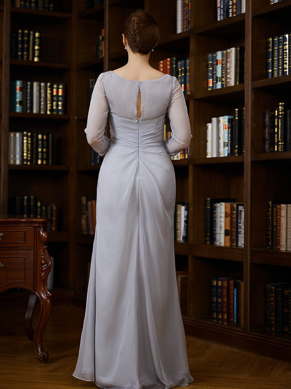 Brisa Sheath/Column 30D Chiffon Beading V-neck 3/4 Sleeves Floor-Length Mother of the Bride Dresses PP6P0020247