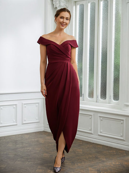 Thea Sheath/Column Stretch Crepe Ruched Off-the-Shoulder Sleeveless Floor-Length Mother of the Bride Dresses PP6P0020245