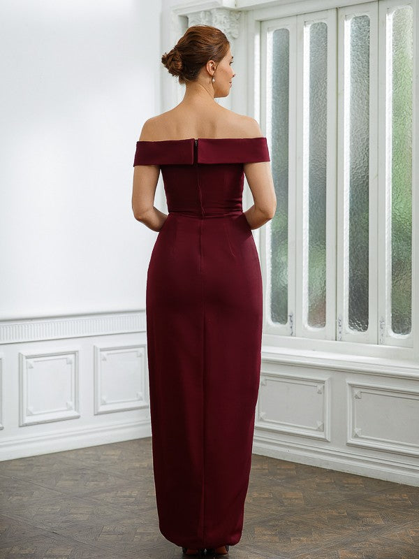 Thea Sheath/Column Stretch Crepe Ruched Off-the-Shoulder Sleeveless Floor-Length Mother of the Bride Dresses PP6P0020245