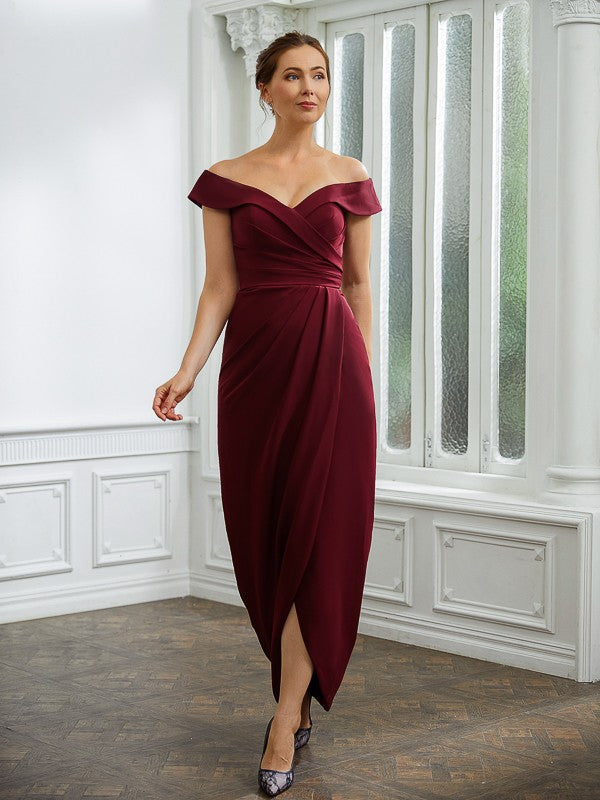 Thea Sheath/Column Stretch Crepe Ruched Off-the-Shoulder Sleeveless Floor-Length Mother of the Bride Dresses PP6P0020245