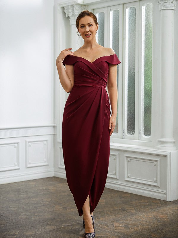 Thea Sheath/Column Stretch Crepe Ruched Off-the-Shoulder Sleeveless Floor-Length Mother of the Bride Dresses PP6P0020245