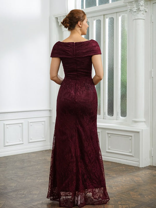 Isabel Sheath/Column Lace Ruched V-neck Short Sleeves Floor-Length Mother of the Bride Dresses PP6P0020246